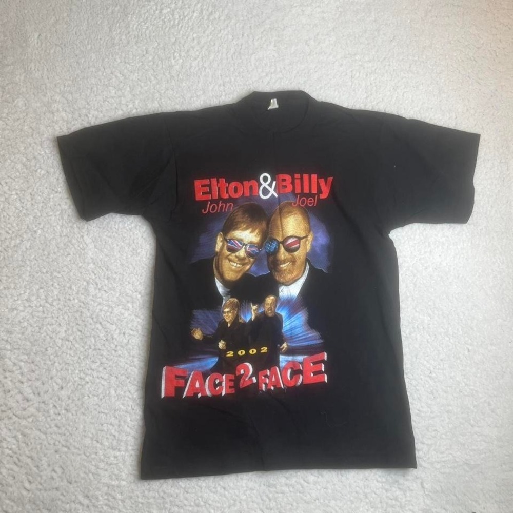 Vintage 2002 Elton John and Billy Joel face 2 face tshirt band M